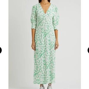 RIXO Zadie Mint Green Floral Print Button Front Maxi Dress Size XS